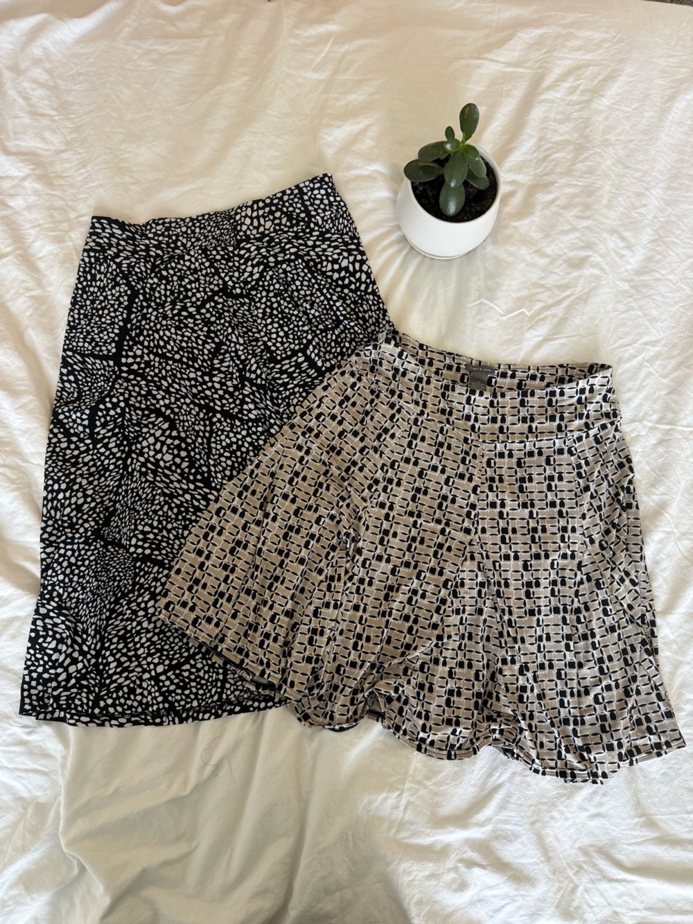 Apt. 9 and Jones & Co Black and Cream Printed Skirts Duo